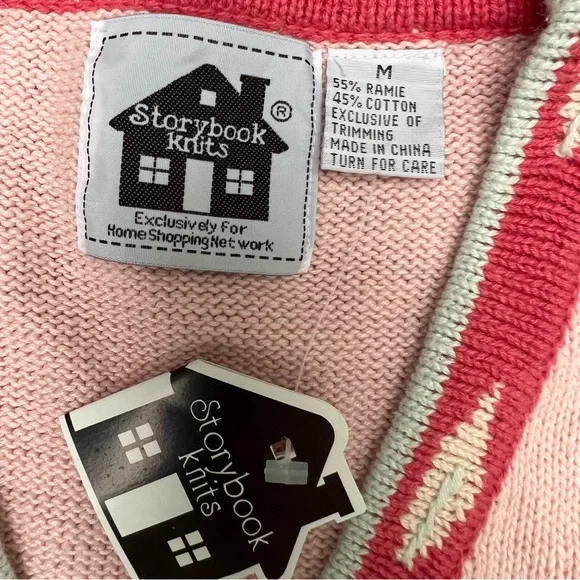 Storybook Knits Pink Flowers Cardigan Medium Women’s Sweater New with tags - Picture 4 of 7